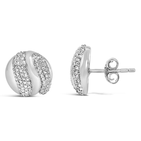 Sterling Silver 1/10 Cttw Diamond Domed Wave Stud Earrings - alternate view 3