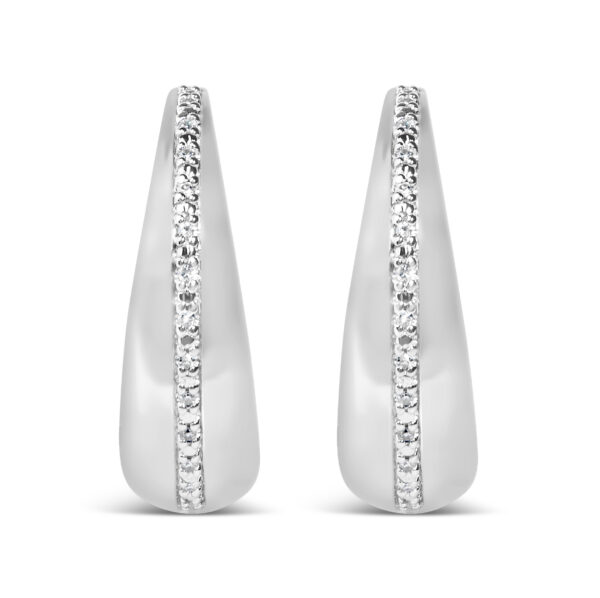 Sterling Silver Diamond Accent Tapered Hoop Earrings