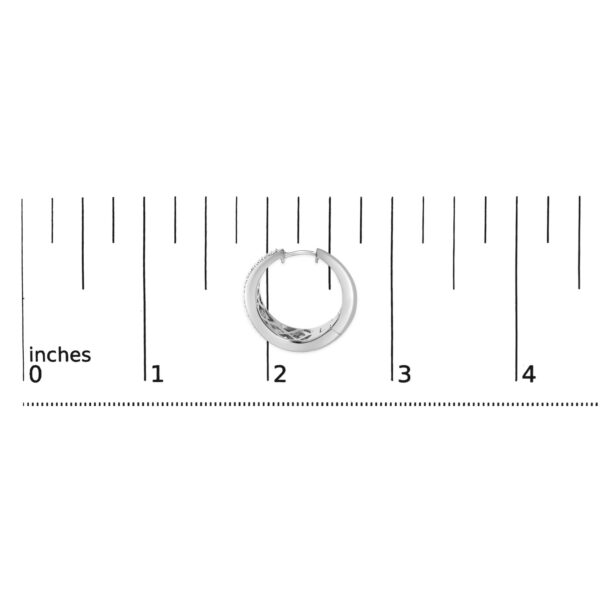 Sterling Silver Diamond Accent Tapered Hoop Earrings - alternate view 4