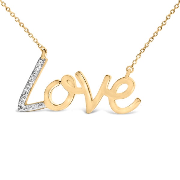 Gold Vermeil Diamond Accent Love Pendant Necklace - Sterling Silver - alternate view 2