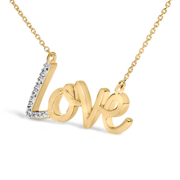 Gold Vermeil Diamond Accent Love Pendant Necklace - Sterling Silver - alternate view 3