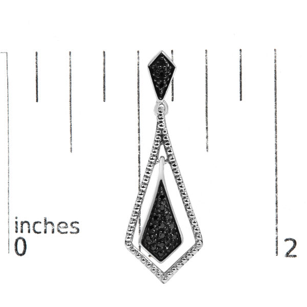 Sterling Silver 1/10 Cttw Black Diamond Beaded Open Kite Dangle Earrings - alternate view 4