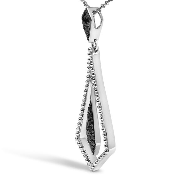 Sterling Silver 1/10 Cttw Black Diamond Pavé Open Kite Pendant Necklace with Beaded Frame - alternate view 3