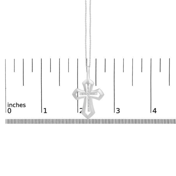 Sterling Silver Diamond Accent Openwork Cross Pendant Necklace - alternate view 4
