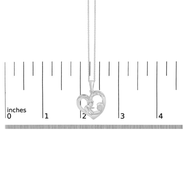 Sterling Silver Diamond Accent Mother and Child Open Heart Pendant Necklace - alternate view 4