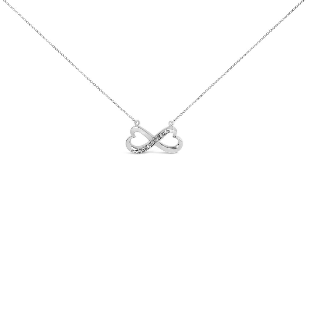Sterling Silver Diamond Accent Double Heart Infinity Pendant Necklace