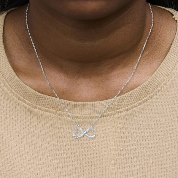 Sterling Silver Diamond Accent Double Heart Infinity Pendant Necklace - alternate view 5