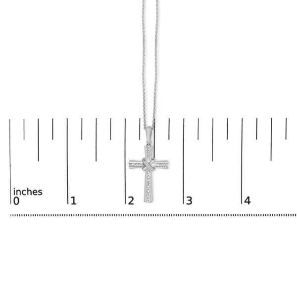 Sterling Silver Diamond Accent Cross Pendant Necklace with Crossover Center - alternate view 4