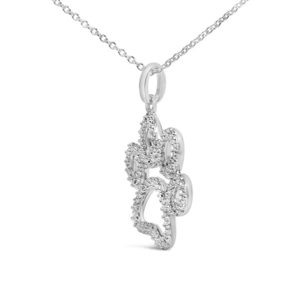 Sterling Silver Diamond Accent Openwork Dog Paw Pendant Necklace - alternate view 3