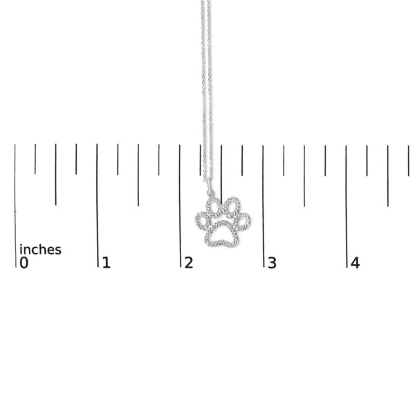 Sterling Silver Diamond Accent Openwork Dog Paw Pendant Necklace - alternate view 4