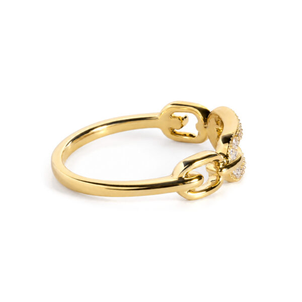Yellow Gold Vermeil 1/10 Cttw Diamond Paperclip Ring Band - Silver, Sterling Silver - alternate view 2