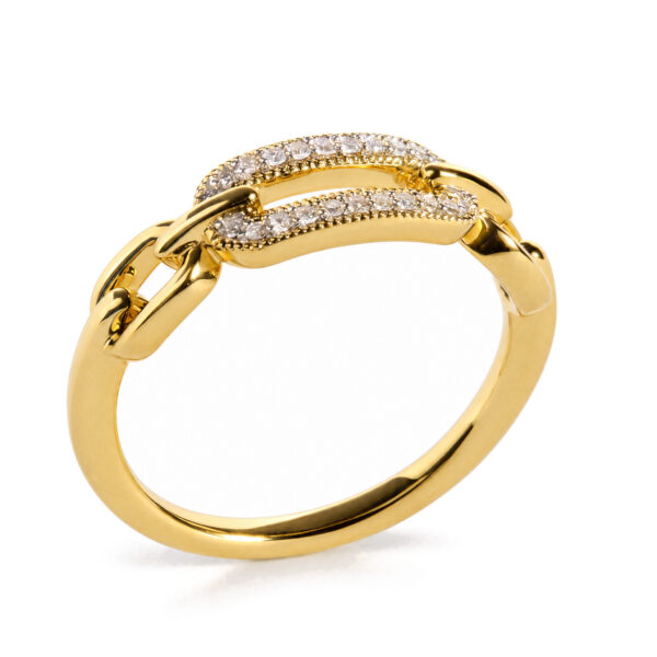 Yellow Gold Vermeil 1/10 Cttw Diamond Paperclip Ring Band - Silver, Sterling Silver - alternate view 3