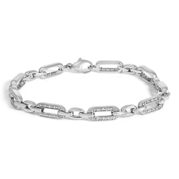 Sterling Silver 1/6 Cttw Diamond Pavé Paperclip Link Bracelet