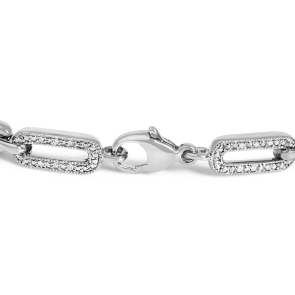 Sterling Silver 1/6 Cttw Diamond Pavé Paperclip Link Bracelet - alternate view 2