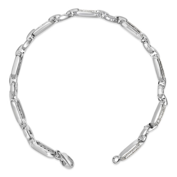 Sterling Silver 1/6 Cttw Diamond Pavé Paperclip Link Bracelet - alternate view 3