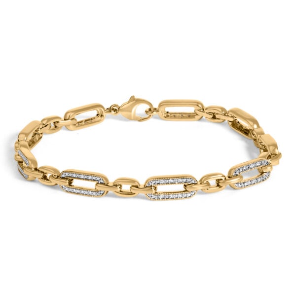 Gold Vermeil 1/6 Cttw Diamond Paperclip Link Bracelet - Sterling Silver