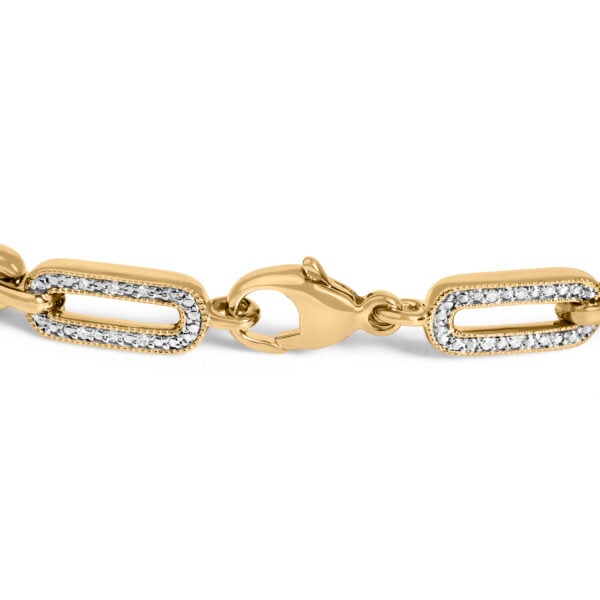 Gold Vermeil 1/6 Cttw Diamond Paperclip Link Bracelet - Sterling Silver - alternate view 2