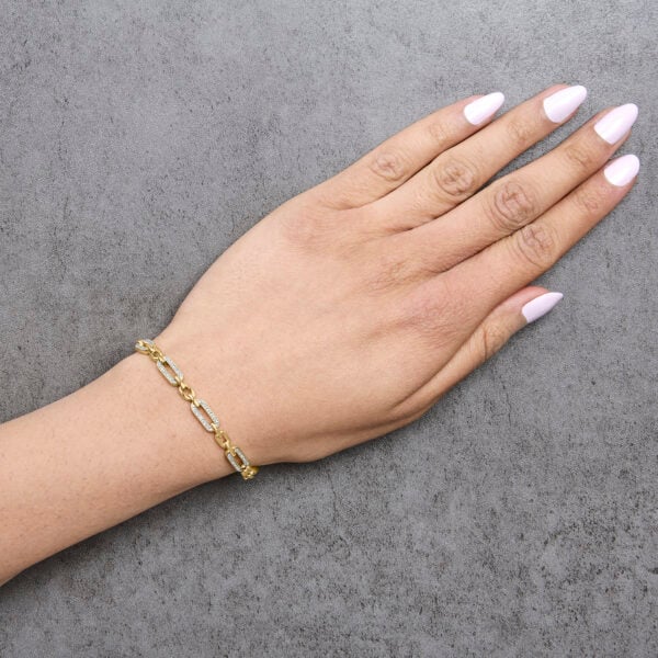 Gold Vermeil 1/6 Cttw Diamond Paperclip Link Bracelet - Sterling Silver - alternate view 5