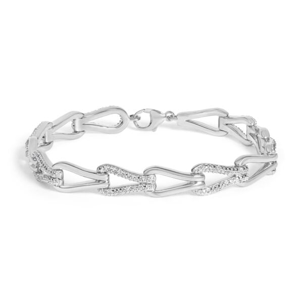 Sterling Silver 1/6 Cttw Diamond Pavé Open Link Bracelet