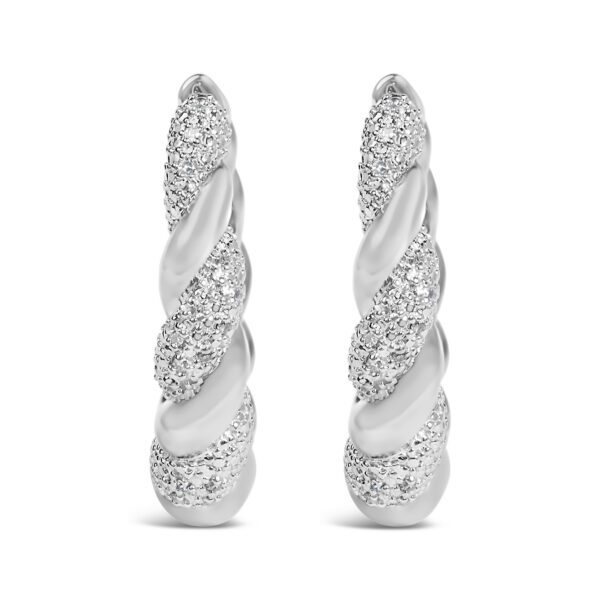 Sterling Silver Diamond Accent Twisted Rope Hoop Earrings