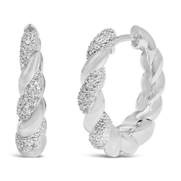 Sterling Silver Diamond Accent Twisted Rope Hoop Earrings - alternate view 2
