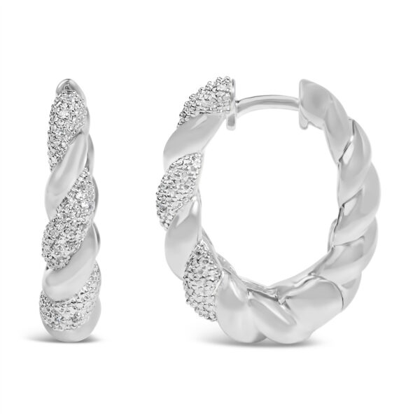 Sterling Silver Diamond Accent Twisted Rope Hoop Earrings - alternate view 3