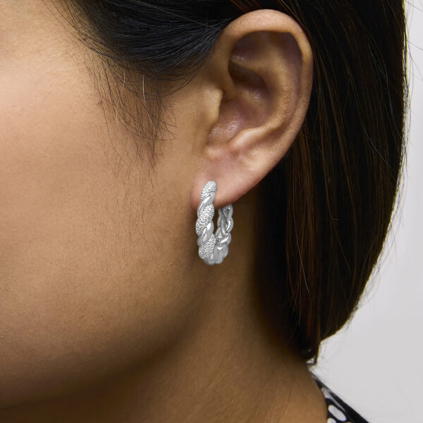 Sterling Silver Diamond Accent Twisted Rope Hoop Earrings - alternate view 5