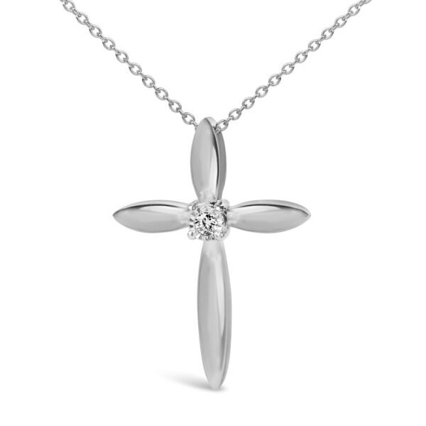 Sterling Silver Diamond Accent Sculpted Cross Pendant Necklace - alternate view 2