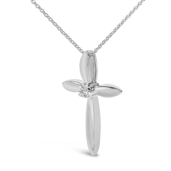 Sterling Silver Diamond Accent Sculpted Cross Pendant Necklace - alternate view 3