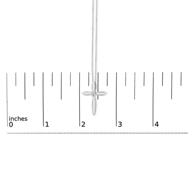 Sterling Silver Diamond Accent Sculpted Cross Pendant Necklace - alternate view 4
