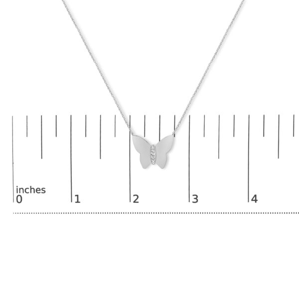 Sterling Silver Diamond Accent Mirror Finish Butterfly Pendant Necklace - alternate view 4
