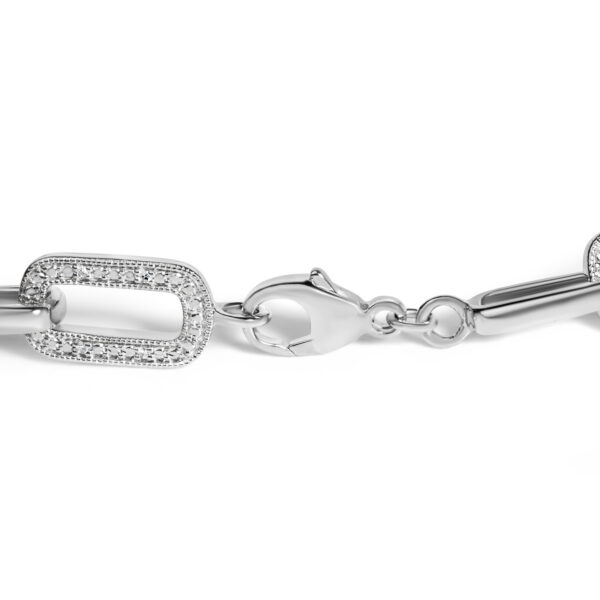 Sterling Silver 1/10 Cttw Diamond Pavé Paperclip Link Bracelet - alternate view 2