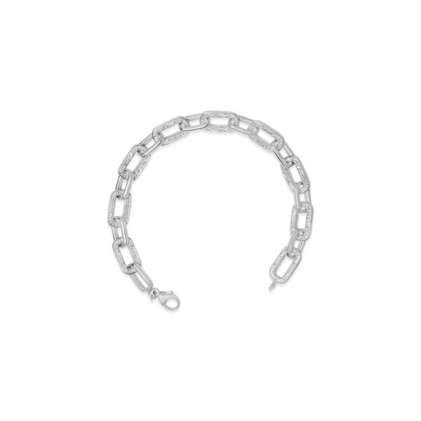 Sterling Silver 1/10 Cttw Diamond Pavé Paperclip Link Bracelet - alternate view 3