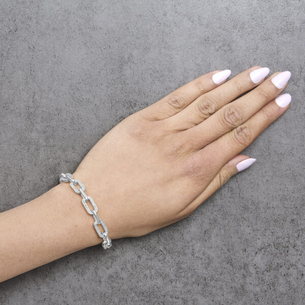 Sterling Silver 1/10 Cttw Diamond Pavé Paperclip Link Bracelet - alternate view 5