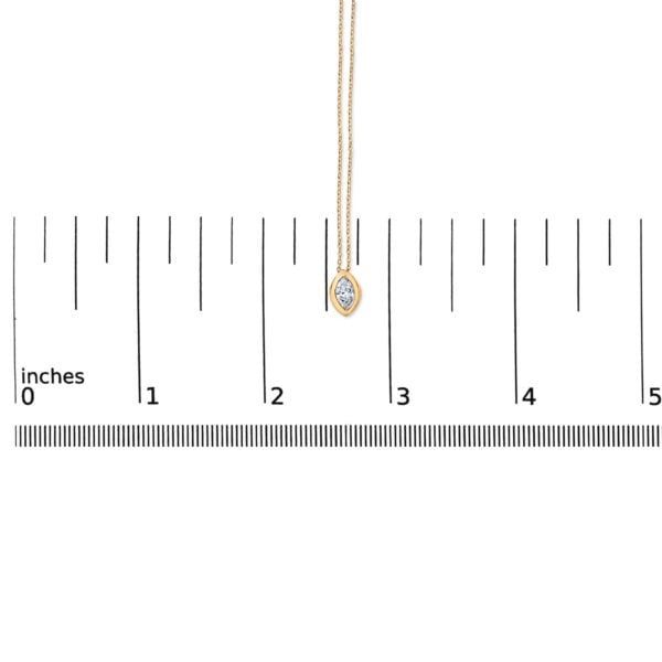 14K Yellow Gold 1/3 Cttw Marquise Diamond Bezel Set Solitaire Pendant Necklace with Paperclip Chain - alternate view 4