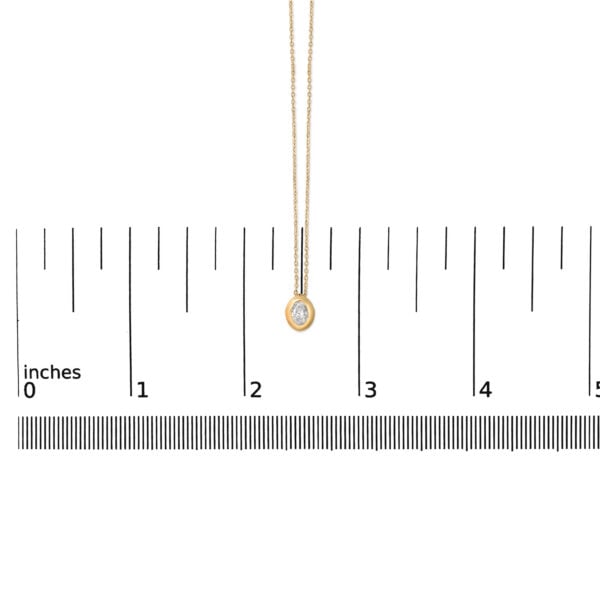 14K Yellow Gold 1/3 Cttw Oval Diamond Bezel Set Solitaire Pendant Necklace with Paperclip Chain - alternate view 4