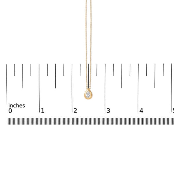 14K Yellow Gold 1/3 Cttw Pear Diamond Bezel Set Bubble Pendant Necklace - alternate view 4