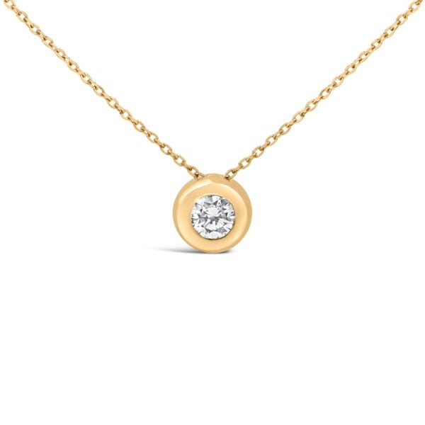 14K Yellow Gold 1/3 Cttw Diamond Bezel Set Bubble Pendant Necklace - alternate view 2