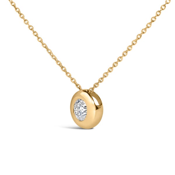 14K Yellow Gold 1/3 Cttw Diamond Bezel Set Bubble Pendant Necklace - alternate view 3
