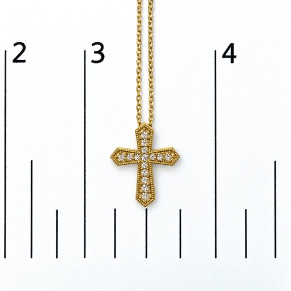 10K Yellow Gold 1/7 Cttw Diamond Petite Cross Pendant Necklace - alternate view 4