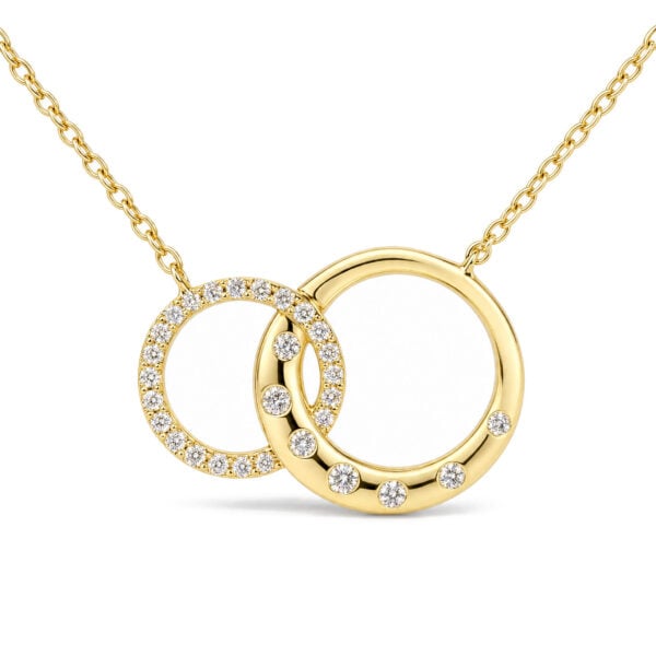 10K Yellow Gold 1/7 Cttw Diamond Inter Link Circle Necklace - alternate view 2