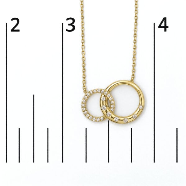 10K Yellow Gold 1/7 Cttw Diamond Inter Link Circle Necklace - alternate view 4