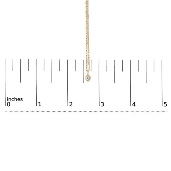 14K Yellow Gold 1/5 Cttw Heart Diamond Bezel Set Solitaire Pendant Necklace with Paperclip Chain - alternate view 4