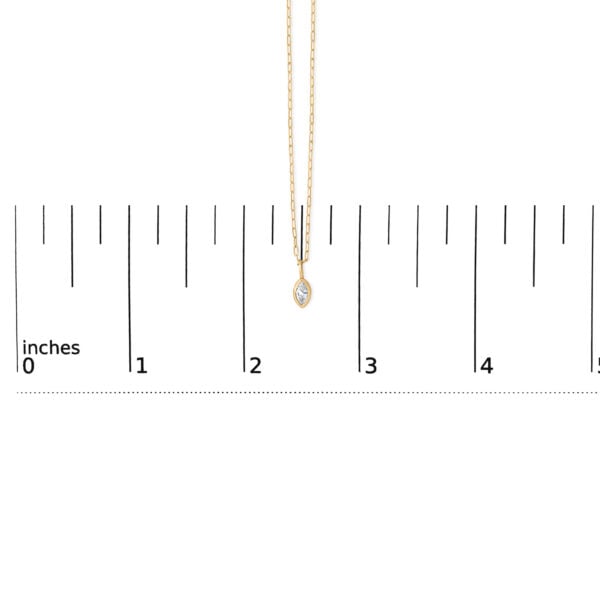 14K Yellow Gold 1/5 Cttw Marquise Diamond Solitaire Bezel Set Pendant Necklace with Paperclip Chain - alternate view 4