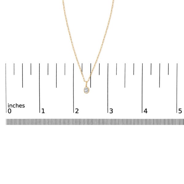 14K Yellow Gold 1/5 Cttw Oval Diamond Bezel Set Solitaire Pendant Necklace with Paperclip Chain - alternate view 4