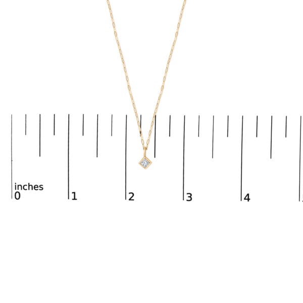 14K Yellow Gold 1/5 Cttw Princess-Cut Diamond Bezel Set Solitaire Pendant Necklace with Paperclip Chain - alternate view 4