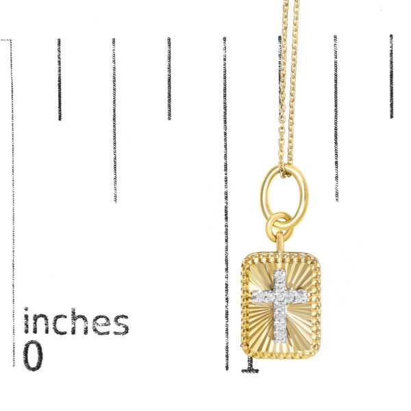 10K Yellow Gold Diamond Accent Cross Fluted Medallion Pendant Necklace - alternate view 4