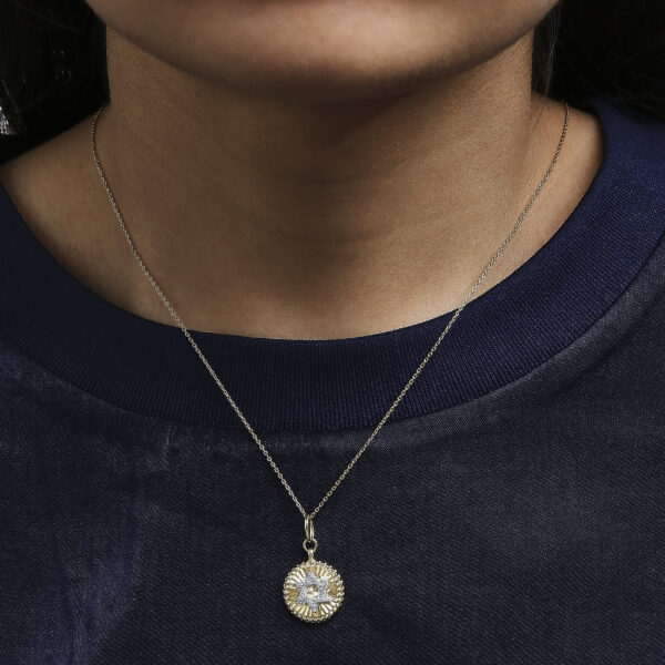 10K Yellow Gold 1/10 Cttw Diamond Star of David Fluted Medallion Pendant Necklace - alternate view 5