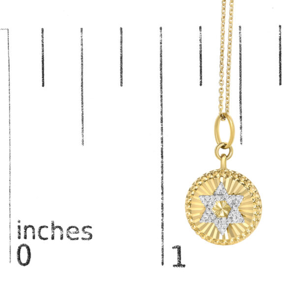 10K Yellow Gold 1/10 Cttw Diamond Star of David Fluted Medallion Pendant Necklace - alternate view 4