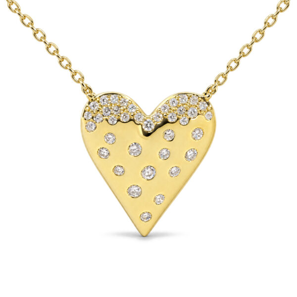 10K Yellow Gold 1/5 Cttw Diamond Heart Mosaic Pendant Necklace - alternate view 2